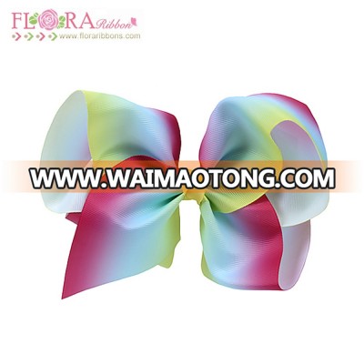 Factory wholesale rainbow ribbon 8 inch jojo hair bows